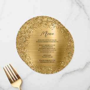 Circular Gold Glitzer and Foil Menükarte