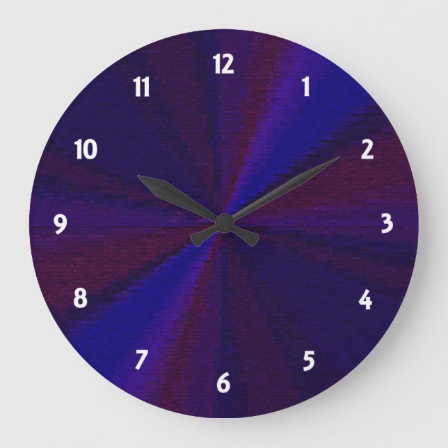 Circular Gradient Patchwork Blue to Purple Große Wanduhr (Vorderseite)