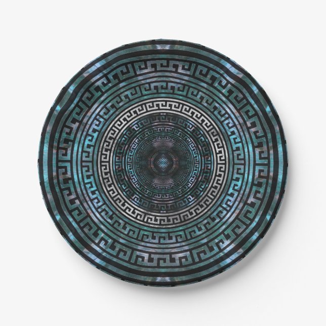 Circular Greek Meander Pattern - Greek Key Pappteller (Vorderseite)