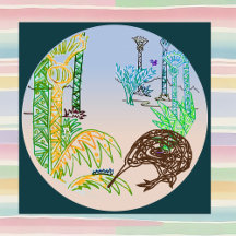 CIrcular Kiwi Nikau Palm Tree Forest