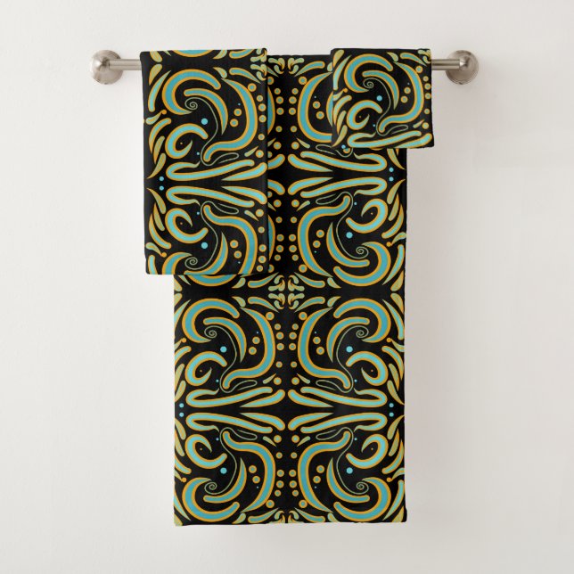 Circular, Linear And Tapered Shapes Abstract Art Badhandtuch Set (Insitu)