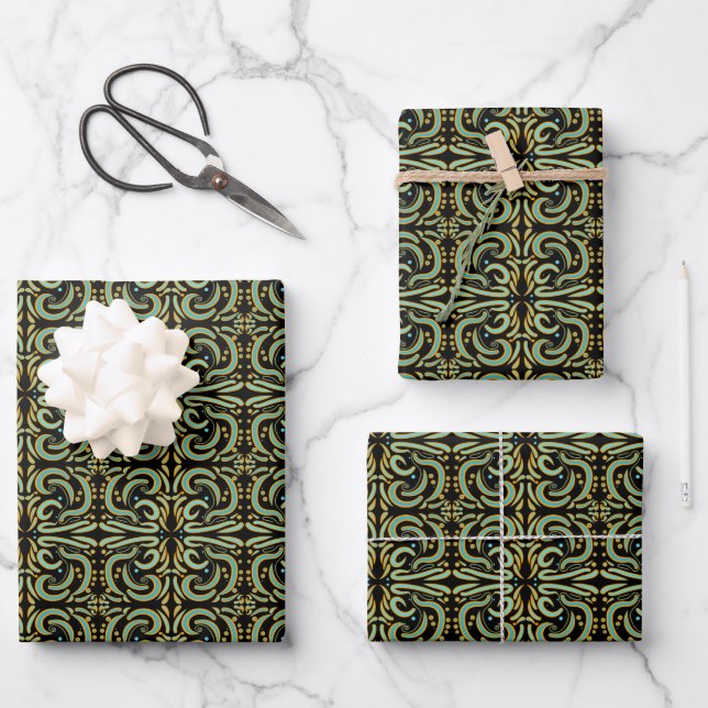 Circular, Linear And Tapered Shapes Abstract Art Geschenkpapier Set (Vorderseite)