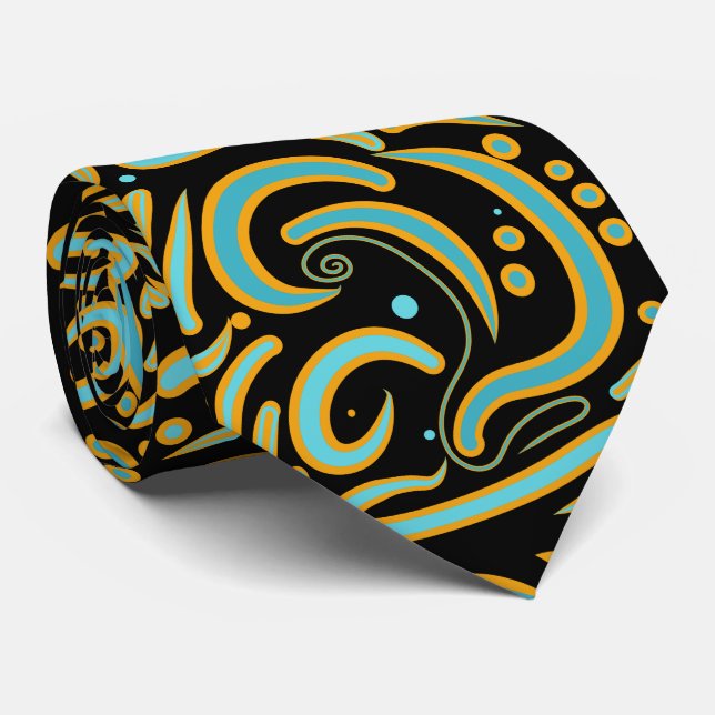 Circular, Linear And Tapered Shapes Abstract Art Krawatte (Gerollt)
