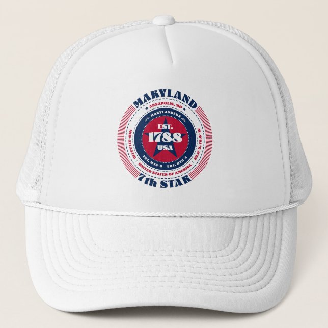 Circular Maryland Staat Patriotic Trucker Hat Truckerkappe (Vorderseite)