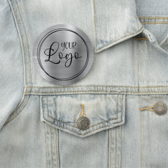 Circular Metallic Silver and Black Logo Namensschild (Beispiel)