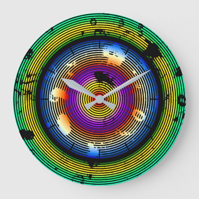 Circular Multicolored Abstract Pattern Große Wanduhr (Vorderseite)