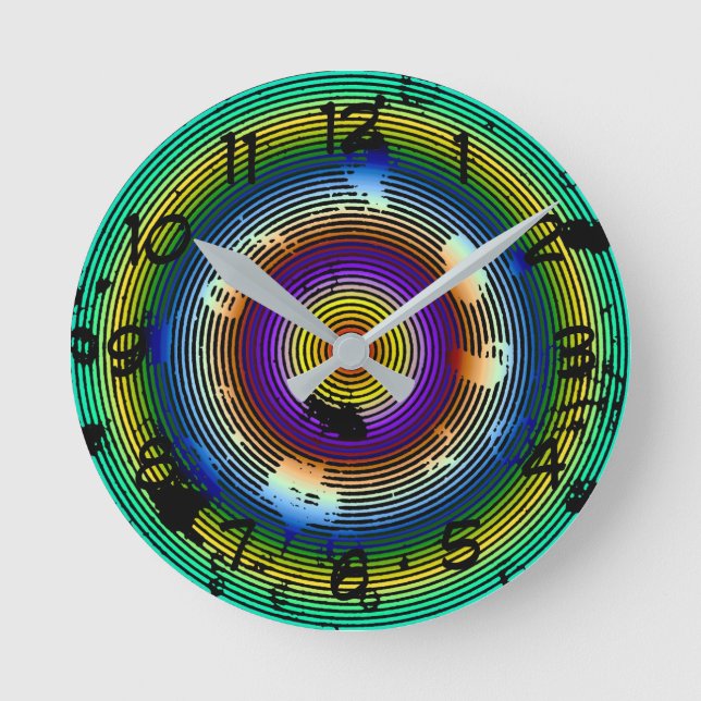 Circular Multicolored Abstract Pattern Runde Wanduhr (Vorderseite)