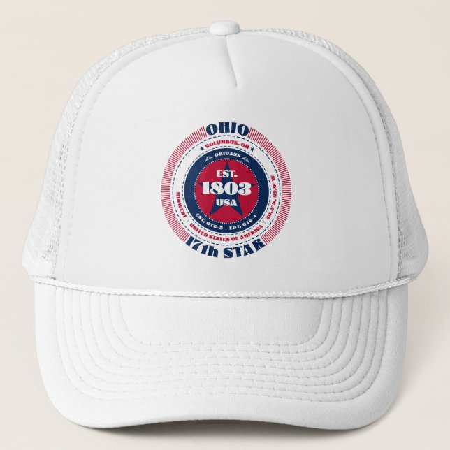Circular Ohio Staat Patriotic Trucker Hat Truckerkappe (Vorderseite)