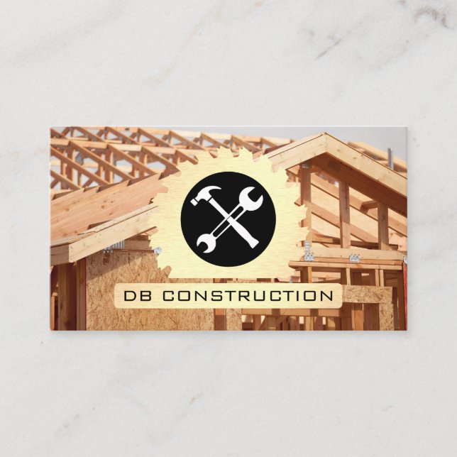 Circular Saw | Hammer Wrench | Construction Build Visitenkarte (Vorderseite)