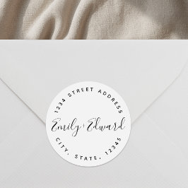 Circular Wedding Address Calligraphy Couple Names Runder Aufkleber