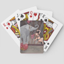 Circus Acrobat Elephant Playing Cards Wasserfarbe