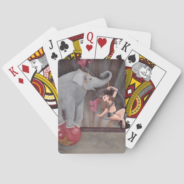 Circus Acrobat Elephant Playing Cards Wasserfarbe Spielkarten (Rückseite)