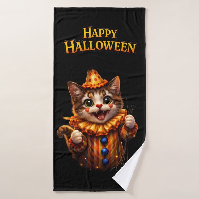 Circus and kitten whimsical Halloween three-p piec (Serviette de bain)