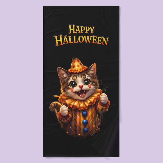 Circus and kitten whimsical Halloween three-p piec Badhandtuch Set (Badehandtuch)