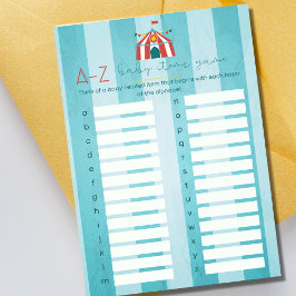 Circus Baby Dusche Alphabet Party Game Card Einladung