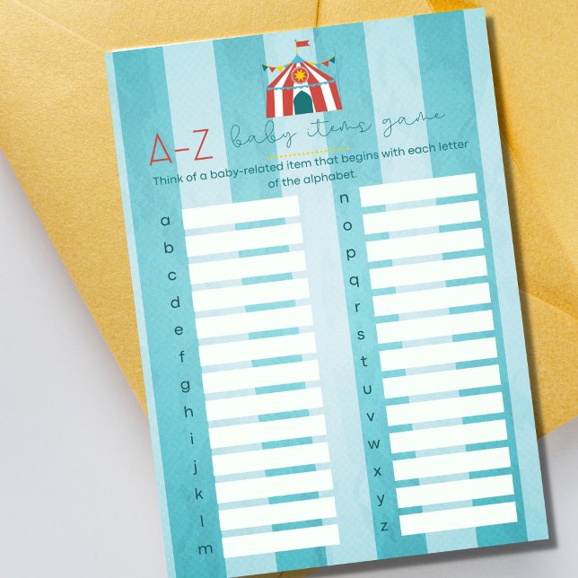 Circus Baby Dusche Alphabet Party Game Card Einladung (Von Creator hochgeladen)