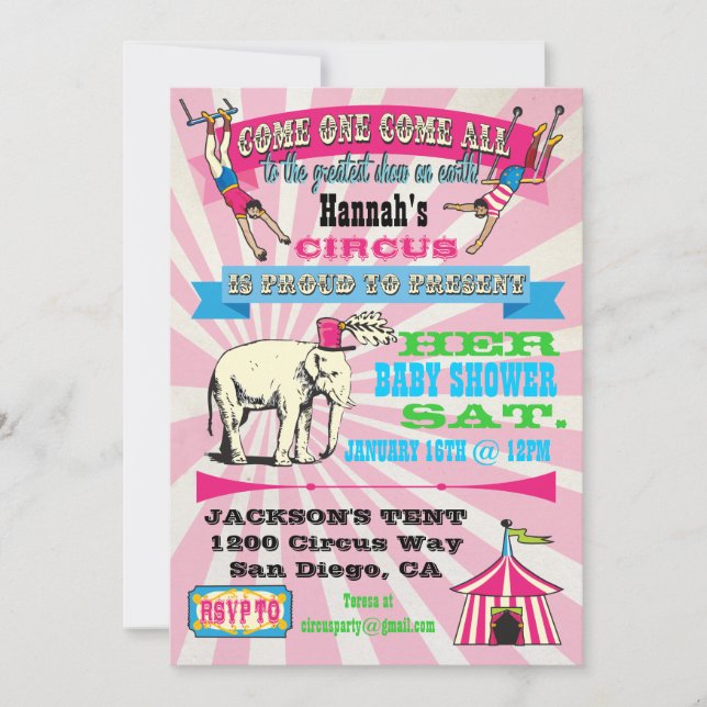 Circus Baby Shower Invitations (Devant)
