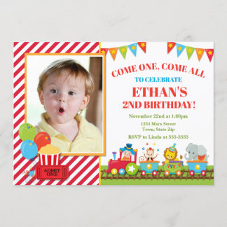 Circus Birthday Invasion Train Circus Party Einladung