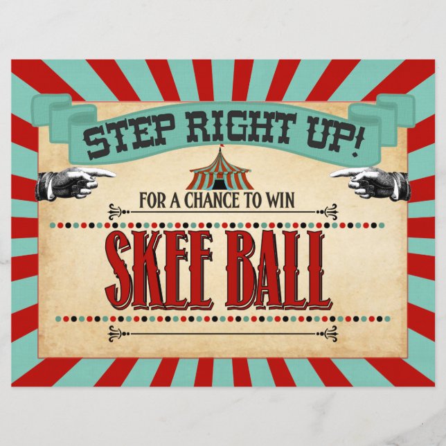 Circus Birthday Party Game Sign Skee Ball (Vorderseite)