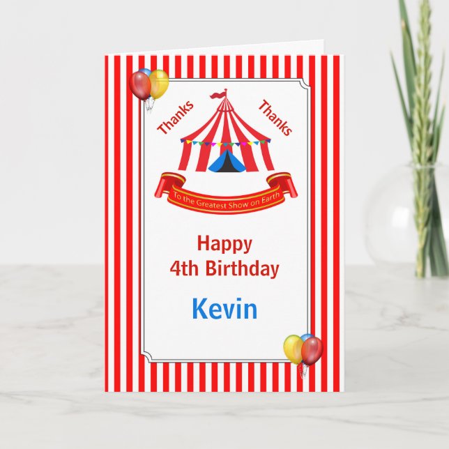 Circus Birthday Party Red Karte (Vorderseite)