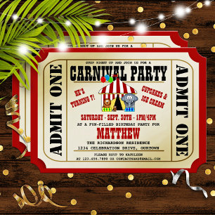 Circus Carnival Birthday Party Invitations Einladung