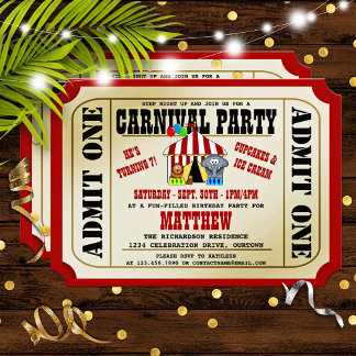 Circus Carnival Birthday Party Invitations Einladung