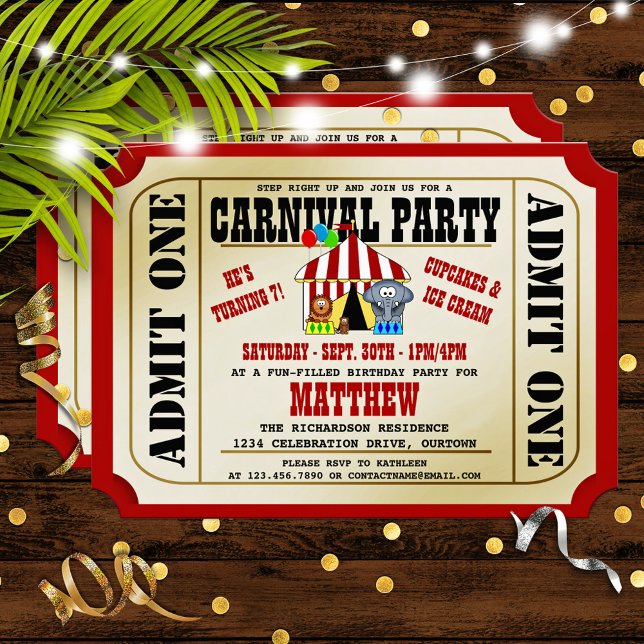 Circus Carnival Birthday Party Invitations Einladung (Von Creator hochgeladen)