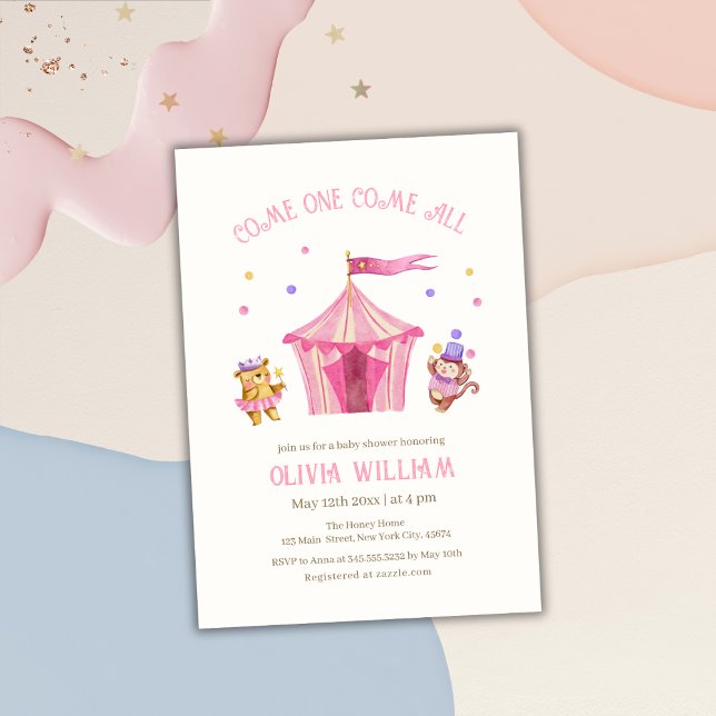 Circus Carnival Teddy Bear Affe Kinderdusche Einladung (Circus Carnival Teddy Bear Monkey Baby Shower Invitation)