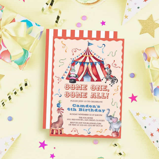 Circus Carnival Tent Animals Kid's Birthday Einladung (Von Creator hochgeladen)