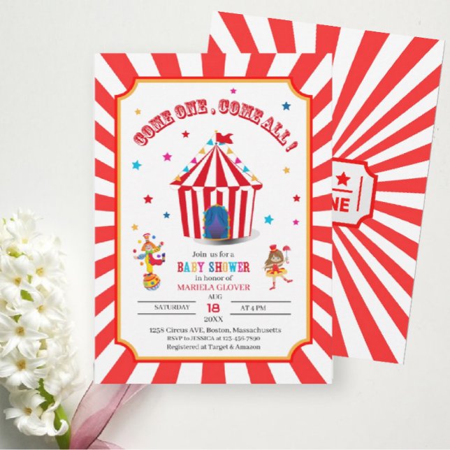 Circus Carnival Watercolor Kinderdusche Einladung (Von Creator hochgeladen)