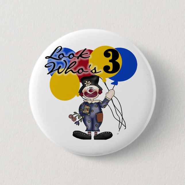 Circus Clown 3. Geburtstag Tshirts und Geschenke Button (Vorderseite)