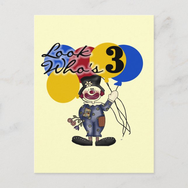 Circus Clown 3. Geburtstag Tshirts und Geschenke Postkarte (Vorderseite)