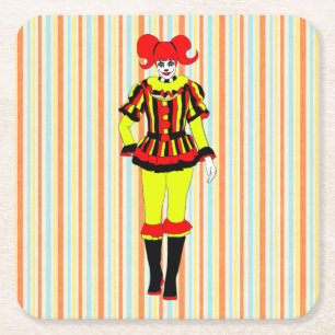 Circus Clown Frauenseitenshow Freak Horror Gothic Rechteckiger Pappuntersetzer