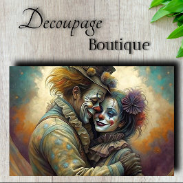 Circus Clown Romance Decoupage Seidenpapier