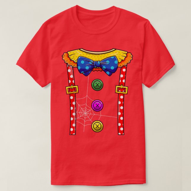 Circus Clownoutfit Leicht Halloween Kostüm Beängst T-Shirt (Design vorne)