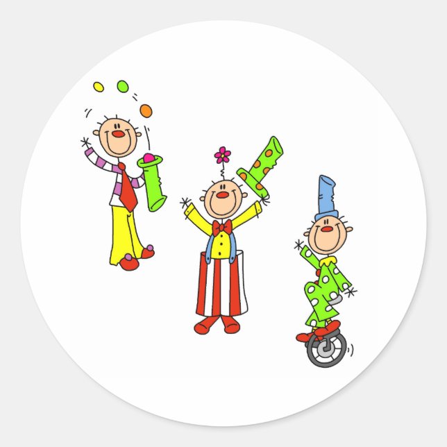Circus-Clowns Runder Aufkleber (Vorderseite)