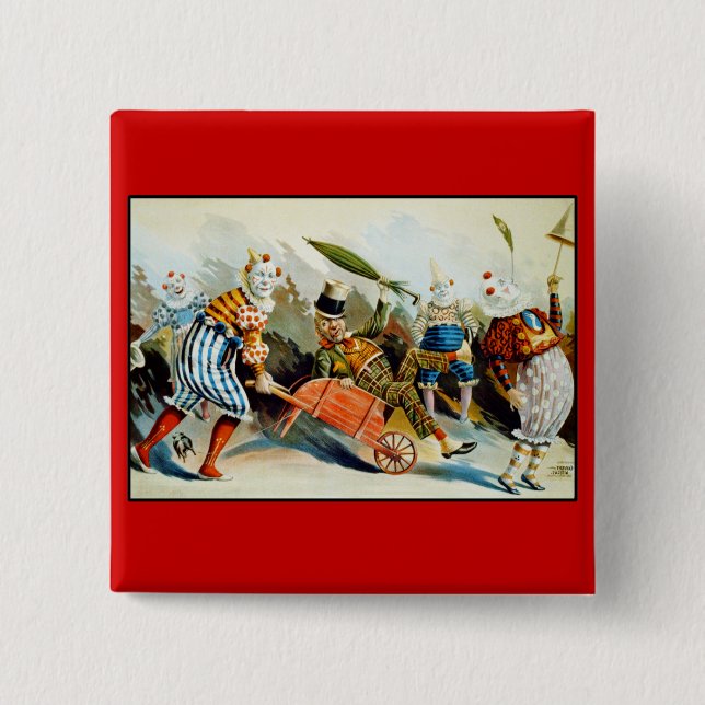 Circus Clowns - Vintage Kunst Button (Vorderseite)