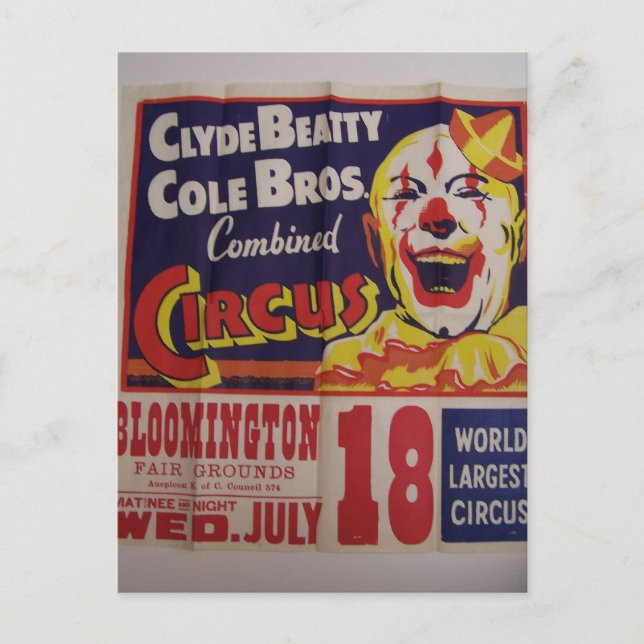 Circus, Clyde Beatty und Cole Bros Retro Theater Postkarte (Vorderseite)