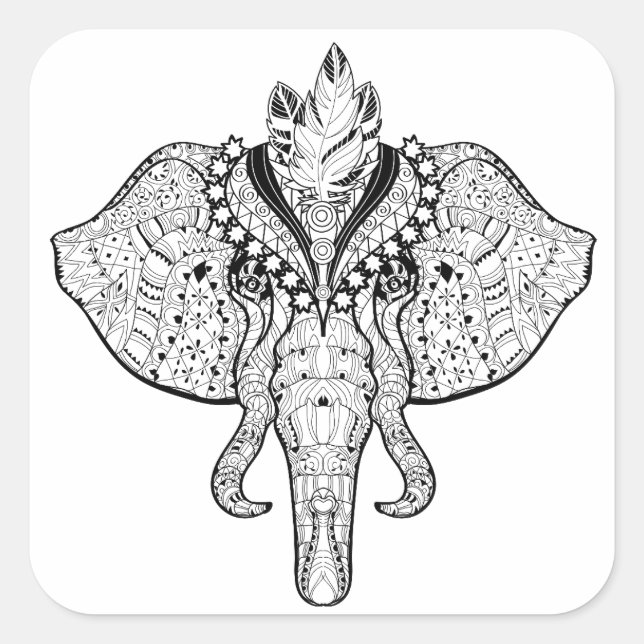 Circus Elephant Doodle Quadratischer Aufkleber (Vorderseite)