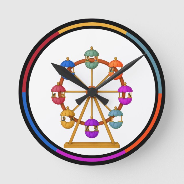Circus Ferris wheel Wall Clock Runde Wanduhr (Vorderseite)