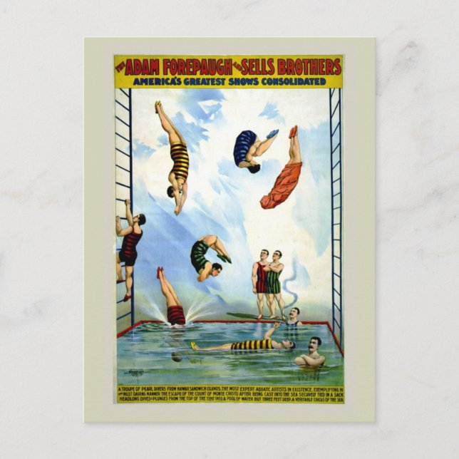 Circus Forepaugh und verkauft Vintage Taucher Postkarte (Vorderseite)