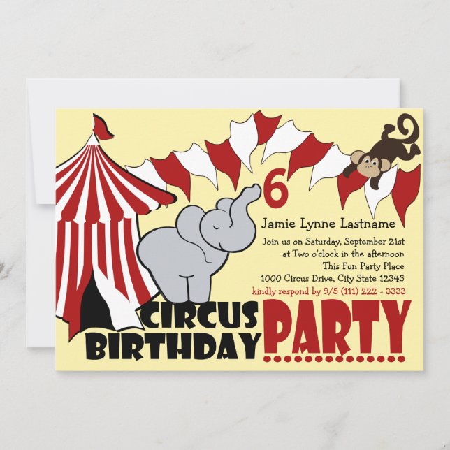 Circus Fun Geburtstagsparty Einladung (Vorderseite)