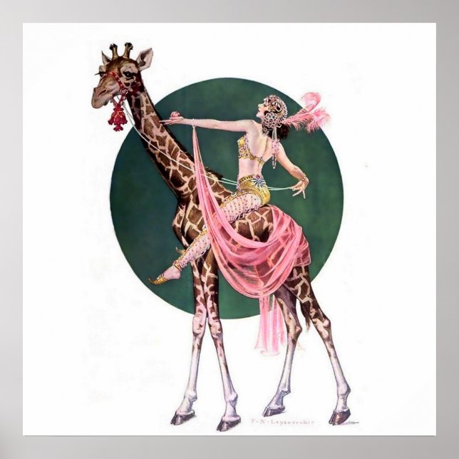 "Circus Giraffe Rider" by FX Leypling Poster (Vorne)