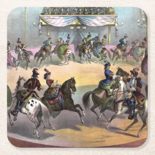 Circus Grand Finale, Circa 1872. Rechteckiger Pappuntersetzer