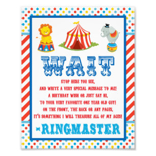 Circus Guest Book Sign - 8 Zoll x 10 Zoll Foto