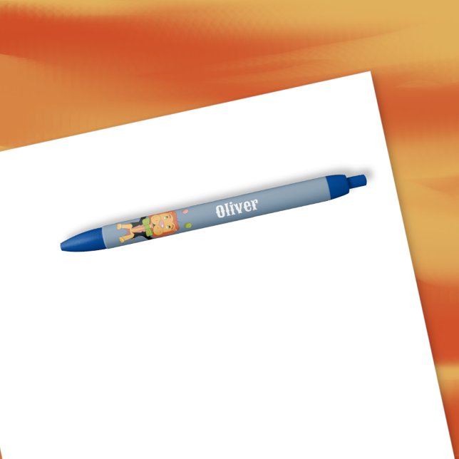 Circus Juggling Lion Blue Kid Personalized Pen Kugelschreiber (Fun circus juggling lion kid personalized blue pen . )