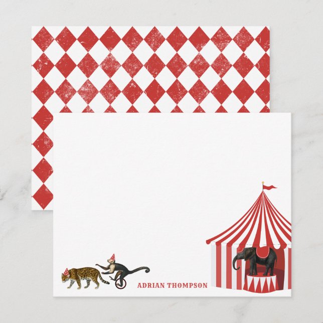 Circus Karneval Festival Tiere Große Kinder Mitteilungskarte (Vorne/Hinten)