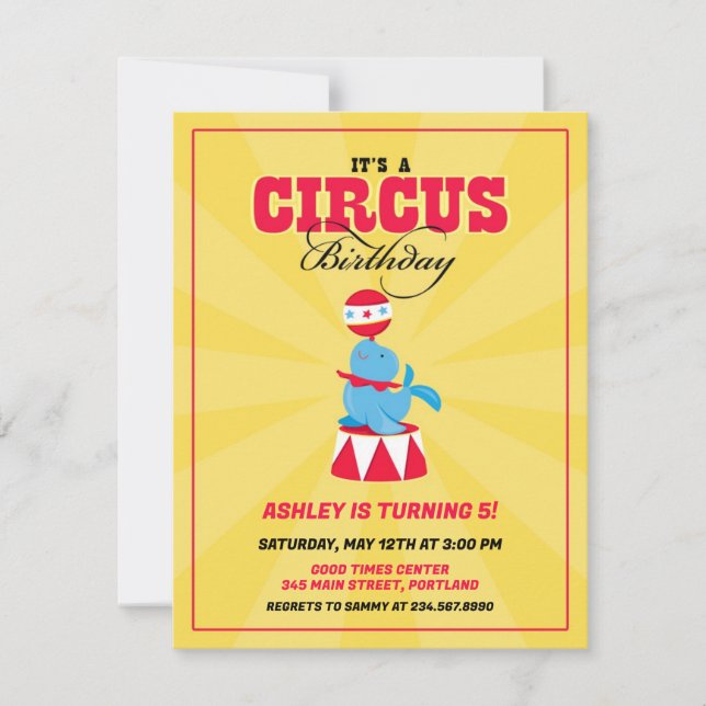 Circus Karneval Geburtstagsparty Einladung (Vorderseite)