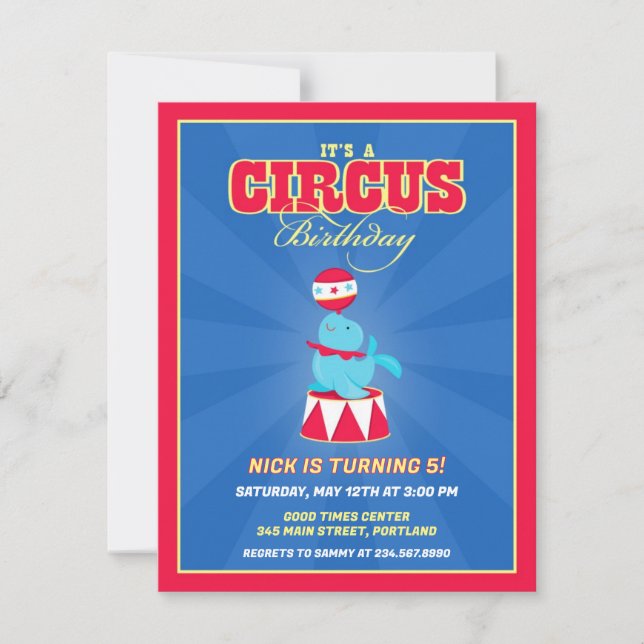Circus Karneval Geburtstagsparty Einladung (Vorderseite)