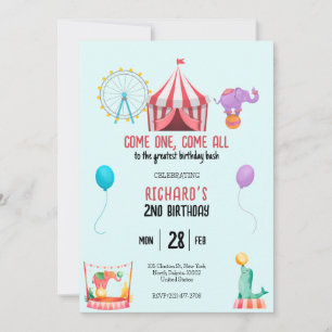 Circus Karneval Thema Kinder Geburtstagsparty Einladung